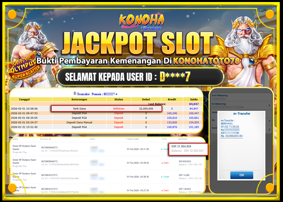 KONOHATOTO78 JACKPOT GATES OF OLYMPUS SUPER SCATTER Rp32.000.000,LUNAS     